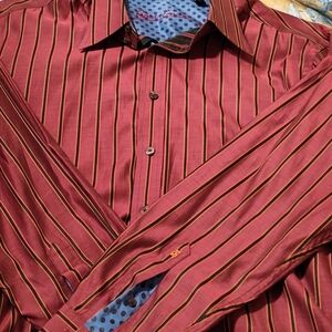 Robert Graham Maroon Shirt with Gold Stripes